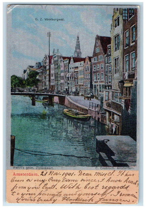 c1905 Oudezijds Voorburgwal Amsterdam Hollands Netherlands Postcard