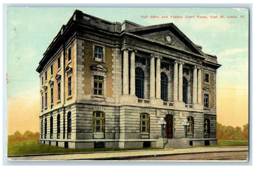 1911 Post Office Federal Court House East St Louis Illinois IL Vintage Postcard