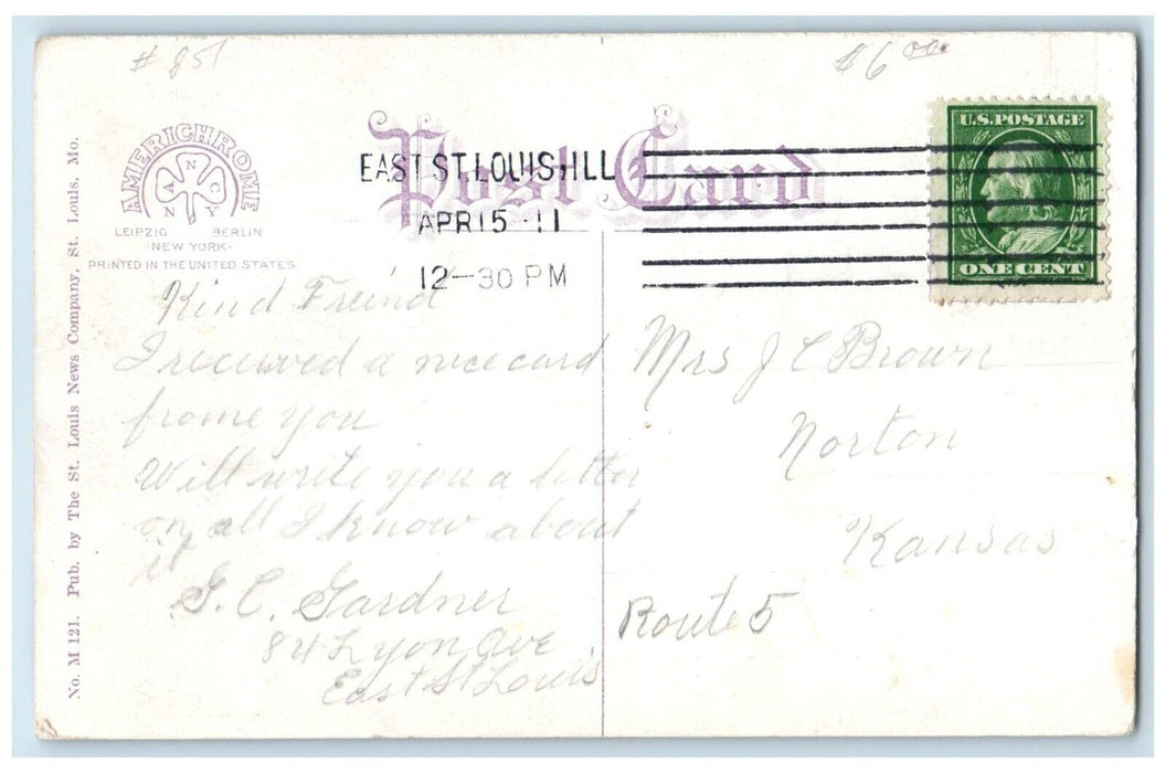 1911 Post Office Federal Court House East St Louis Illinois IL Vintage Postcard