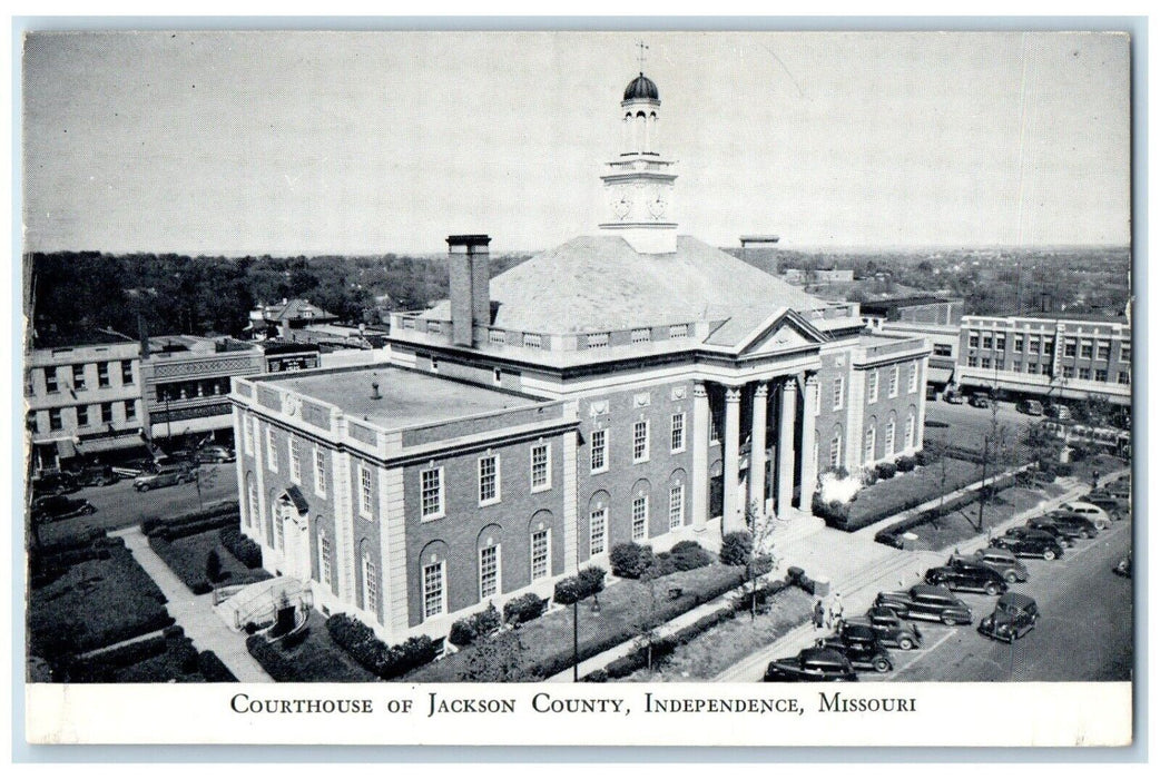 c1960 Aerial View Courthouse Jackson County Independence Missouri MO Postcard