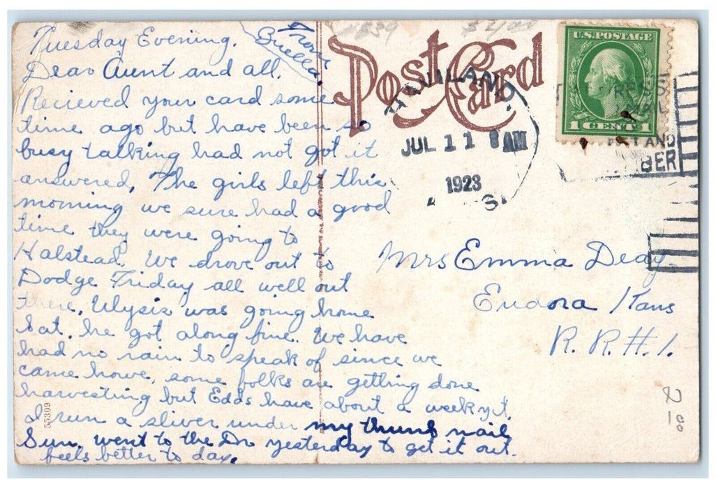 1923 Ford County Court House Building Classic Cars Dodge City Kansas KS Postcard