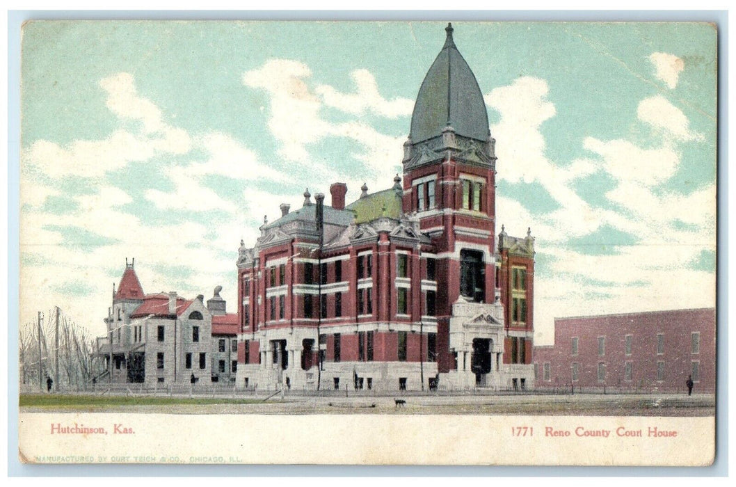1905 Reno County Court House Building Hutchinson Kansas Vintage Antique Postcard