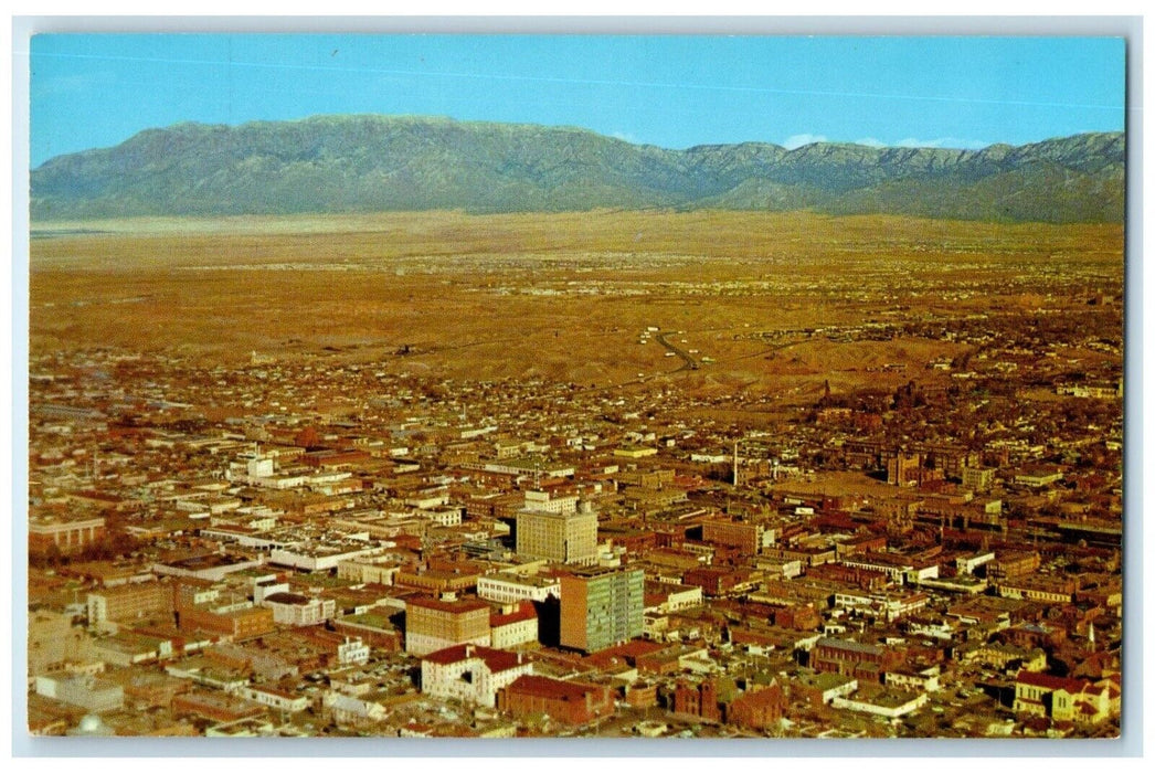 c1960 Air View Striking View Sandia Mountains Albuquerque New Mexico NM Postcard