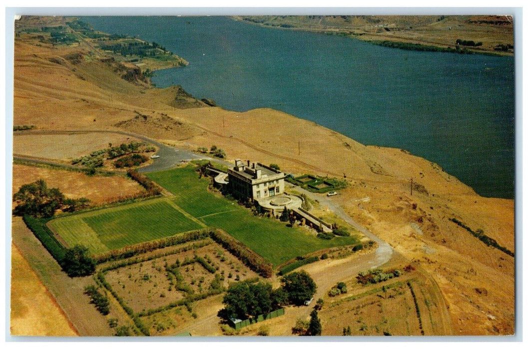 c1930's Aerial View Of Maryhill Museum And Columbia River Washington WA Postcard