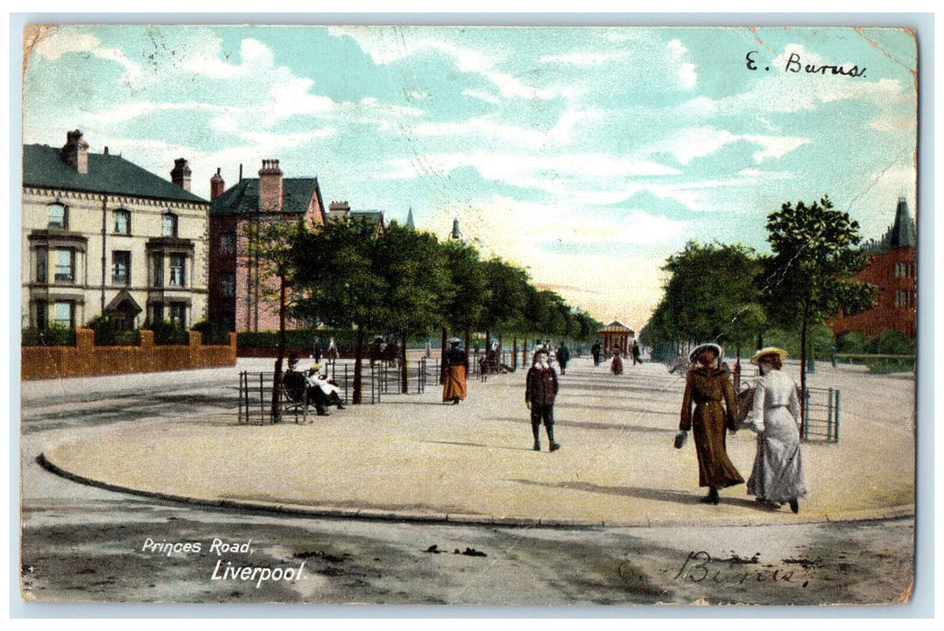 1904 Princes Road Toxteth Liverpool England Antique Posted Postcard