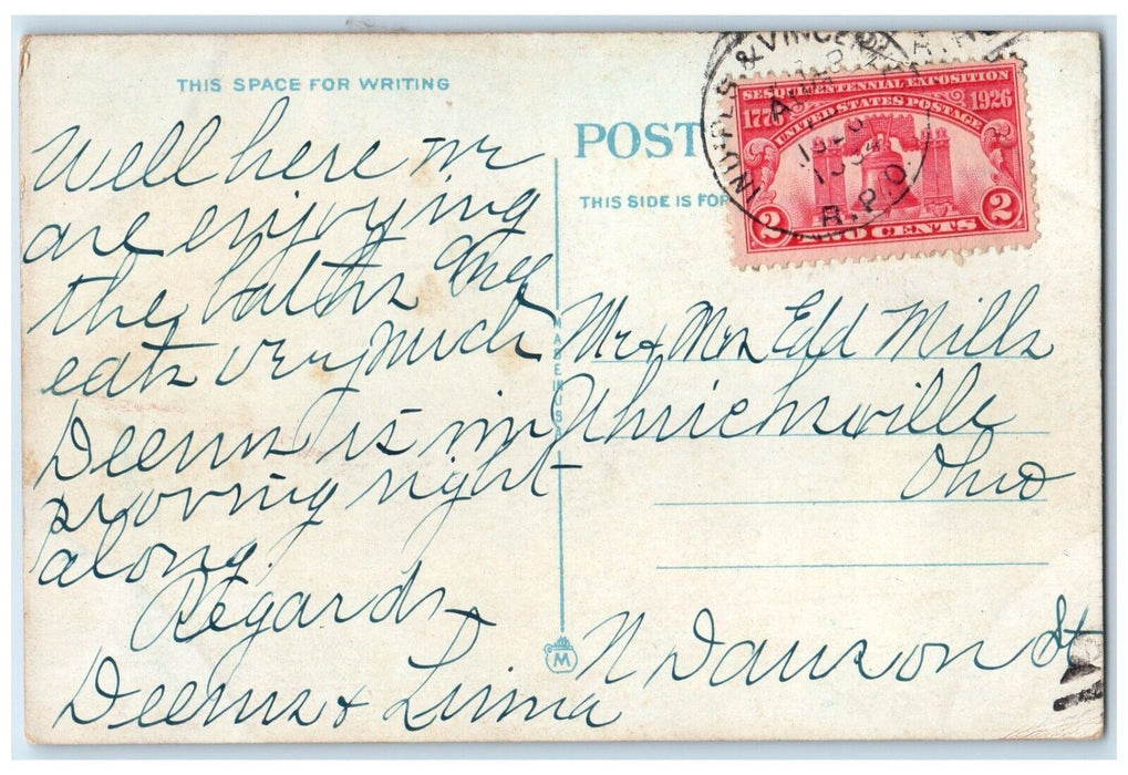 1934 Morgan County Court House Building Cars Martinville Indiana IN RPO Postcard