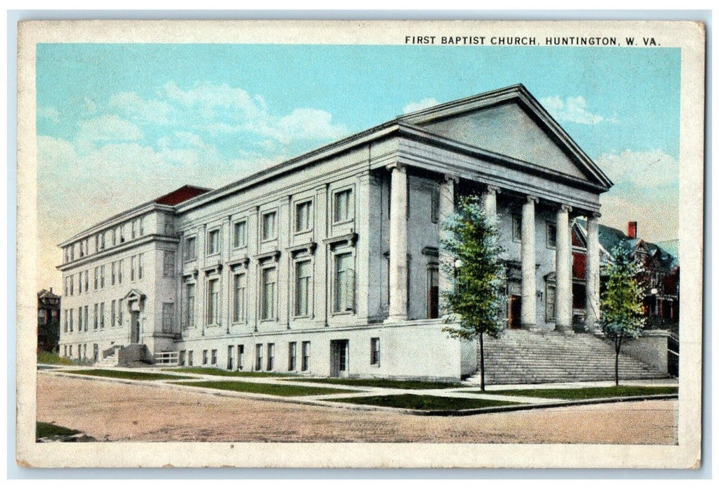 c1930's First Baptist Church Huntington West Virginia WV Vintage Postcard