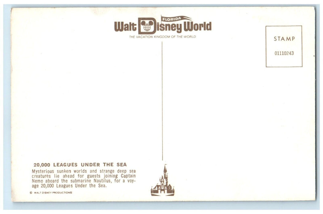 c1960 20,000 Leagues Under The Sea Submarine Walt Disney World Florida Postcard