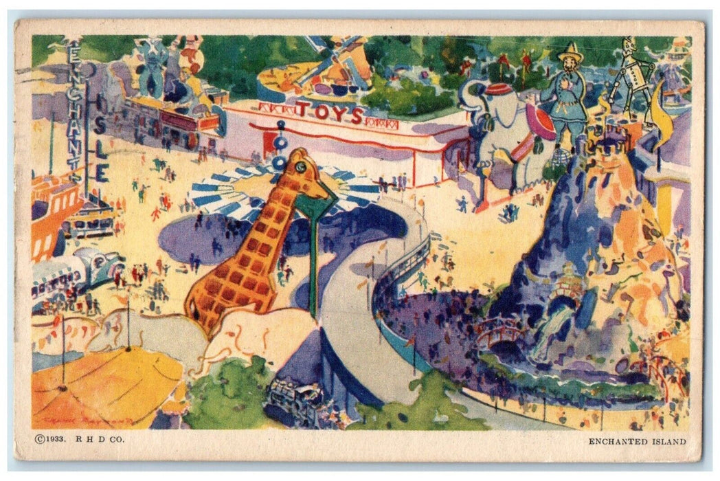 1933 Enchanted Island A Century Of Progress Oak Park Illinois IL Posted Postcard