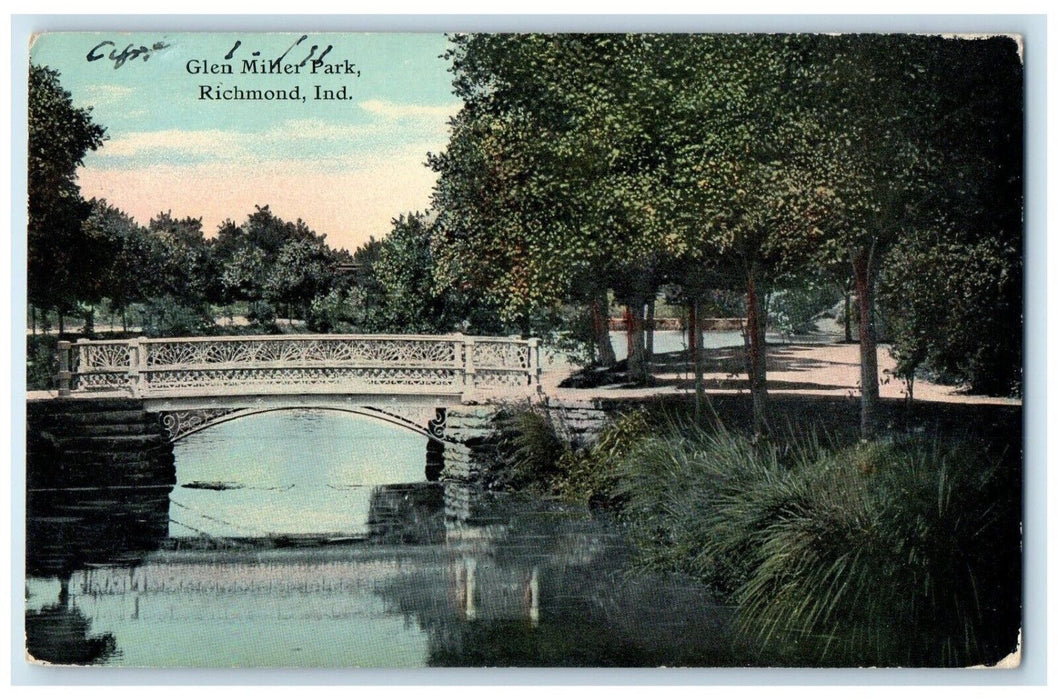 c1910's View Of Glen Miller Park Bridge Richmond Indiana IN Antique Postcard