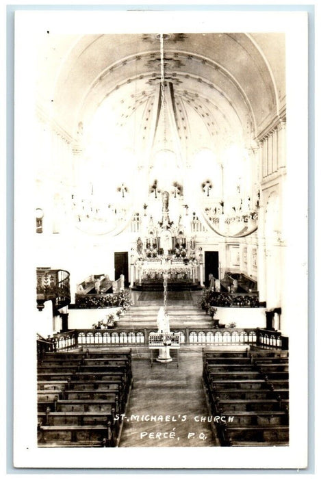 c1940's St. Michael's Church Interior Perce Quebec Canada RPPC Photo Postcard