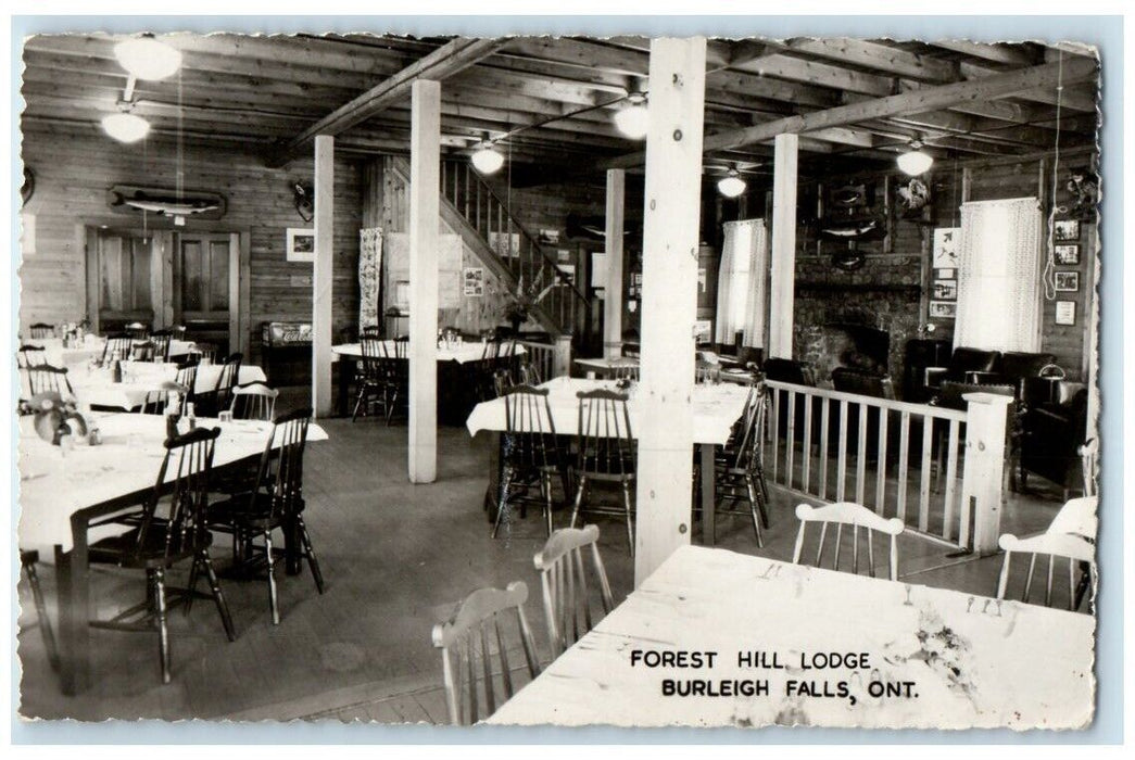 1958 Forest Hill Lodge Interior View Burleigh Falls Ontario RPPC Photo Postcard