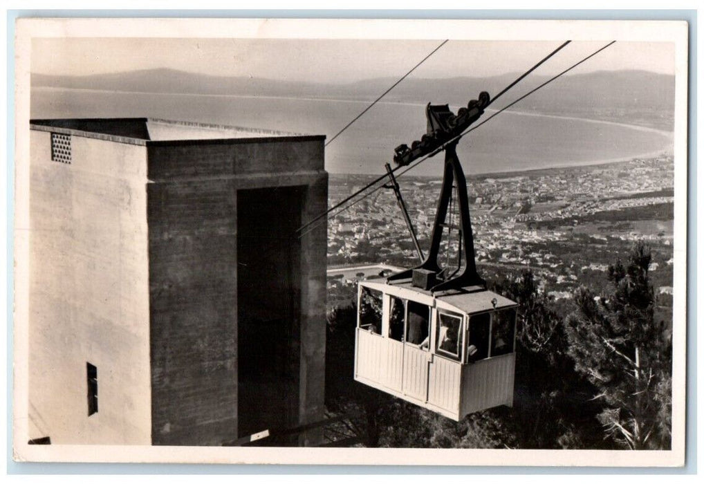 c1940's Cable Car Leaving Table Mountain Cape Town Africa RPPC Photo Postcard