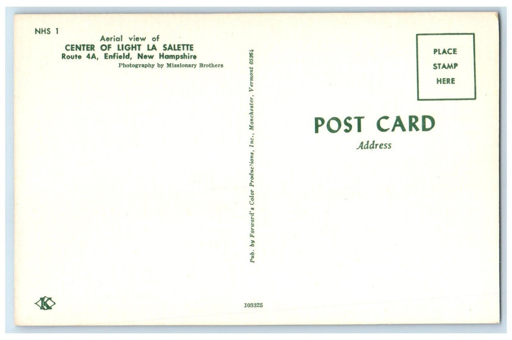 Aerial View Of Center Of Light La Salette Enfield New Hampshire NH Postcard