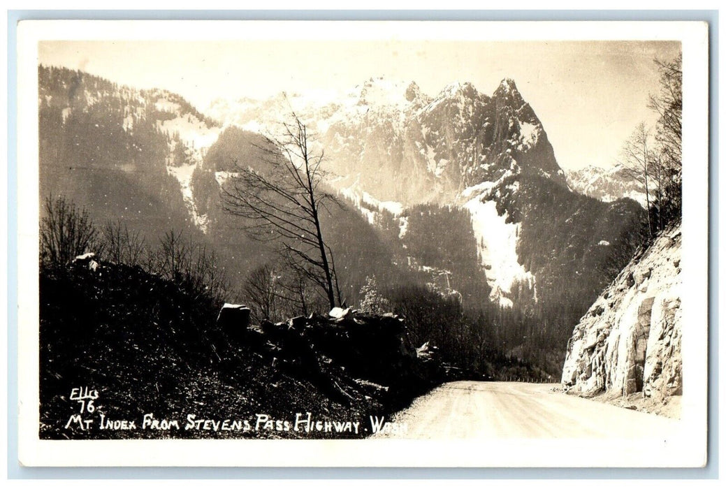 Mt. Index From Stevens Pass Highway Washington WA RPPC Photo Vintage Postcard