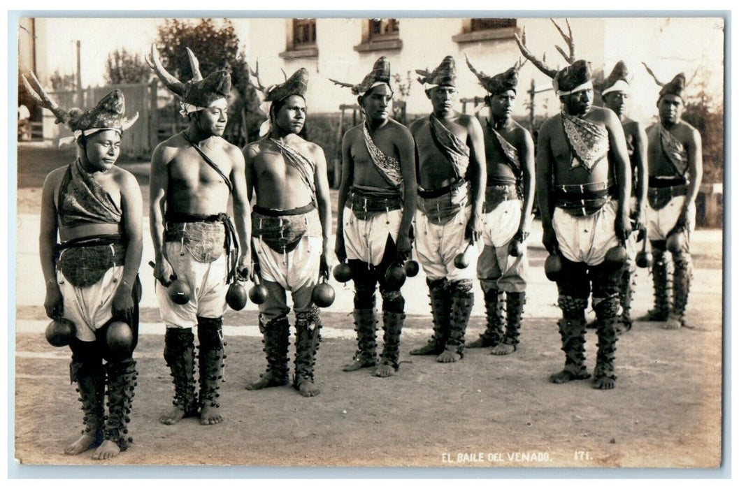 c1910's El Baile Del Venado Mexican Indians Custome Mexico RPPC Photo Postcard