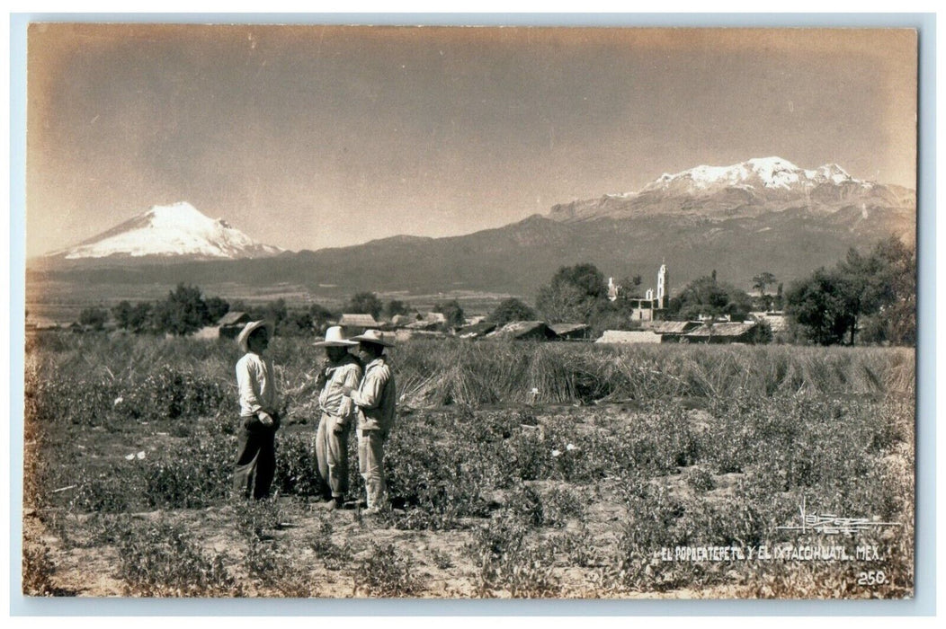 c1910's View Of El Popocatepetl Iztaccihuatl Mexico RPPC Photo Antique Postcard