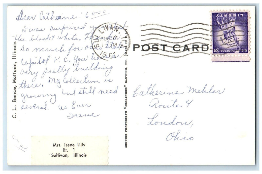 1961 First Christian Church Sullivan Illinois IL RPPC Photo Vintage Postcard