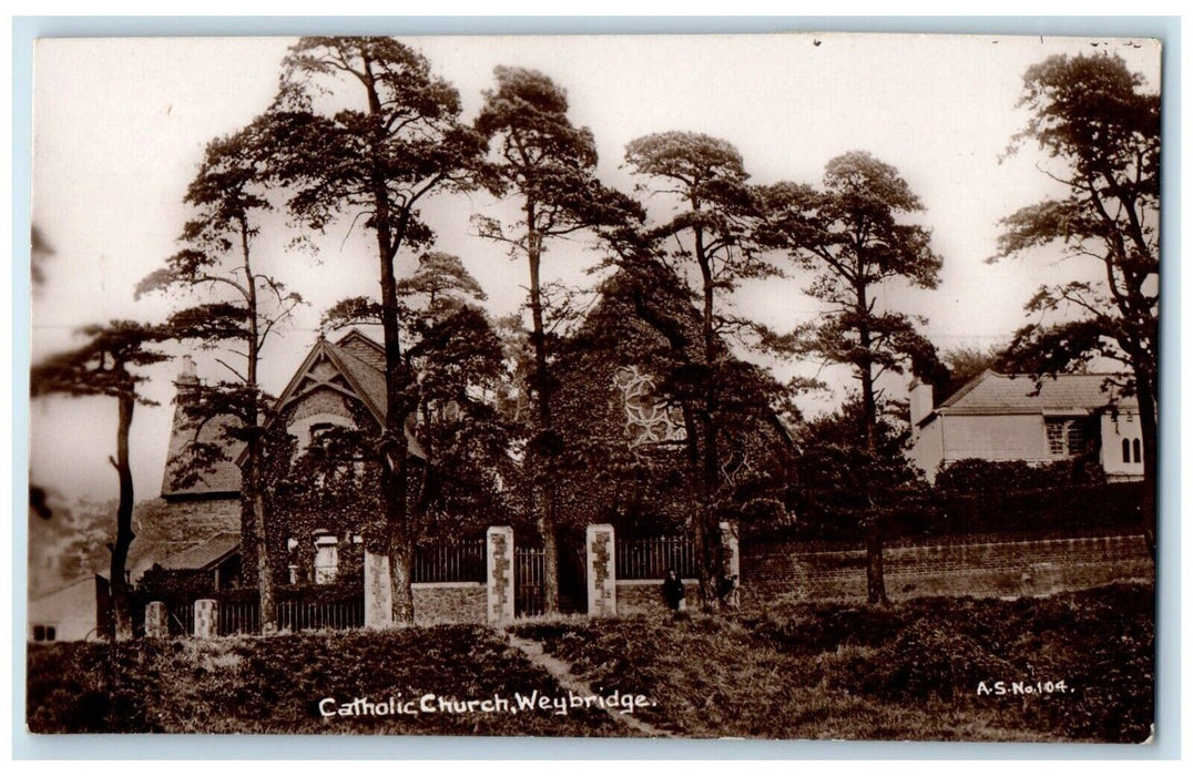 c1910's Catholic Church Weybridge England United Kingdom RPPC Photo Postcard