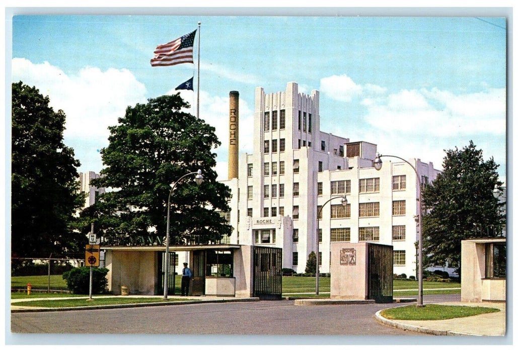 c1960 Main Gate Administration Building Hoffmann-La Roche Inc Nutley NJ Postcard