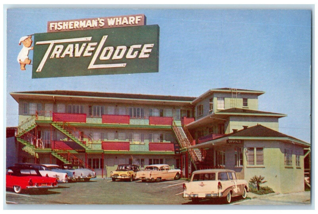 c1960 Fisherman's Wharf Travelodge Columbus Bay St. San Francisco CA Postcard