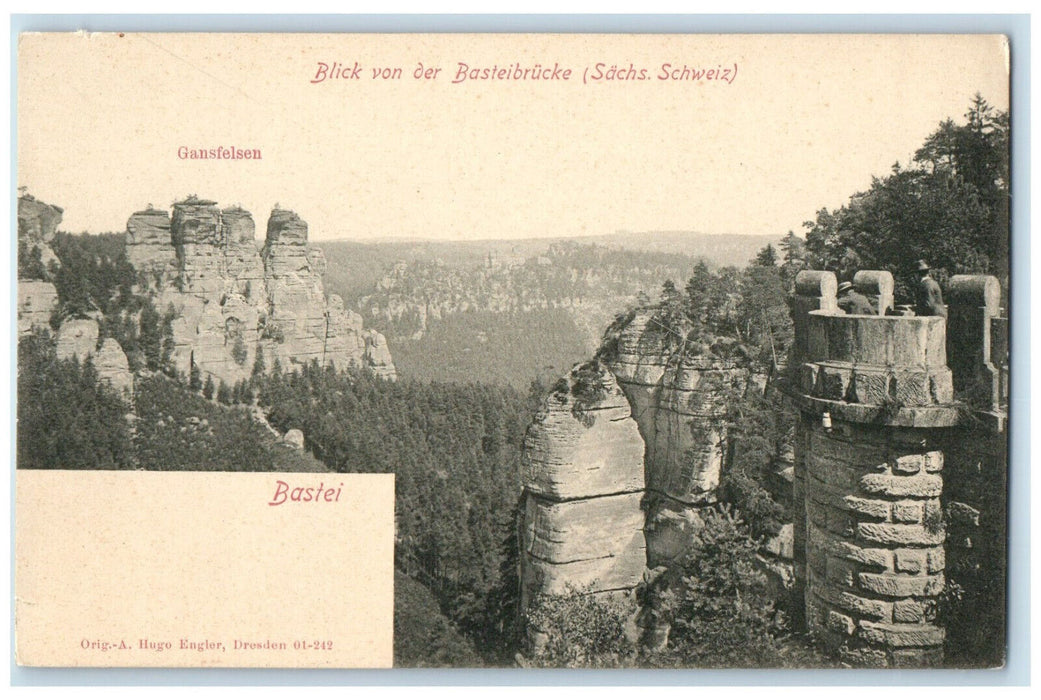 c1905 View From Bastei Bridge Sachs Switzerland Antique Unposted Postcard