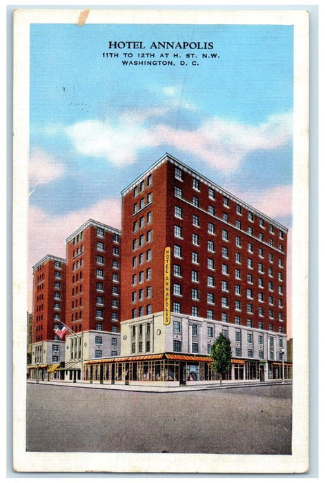 1937 Hotel Annapolis Building Street View Washington DC Posted Vintage Postcard