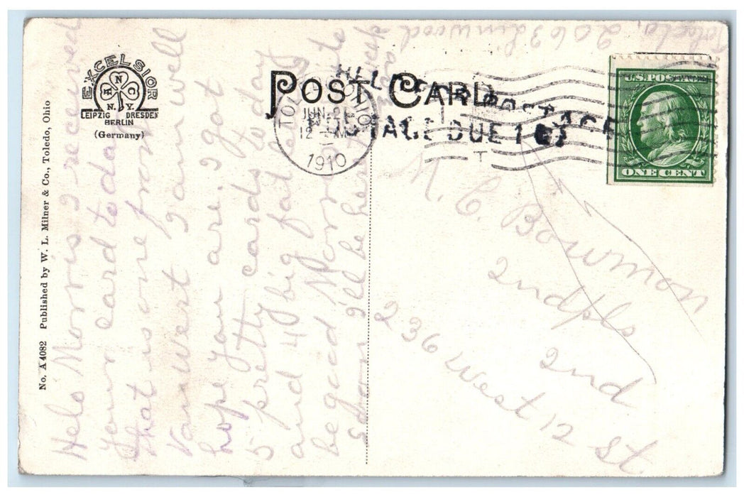 1910 Cherry Street Bridge River Steamer Toledo Ohio OH Vintage Antique Postcard