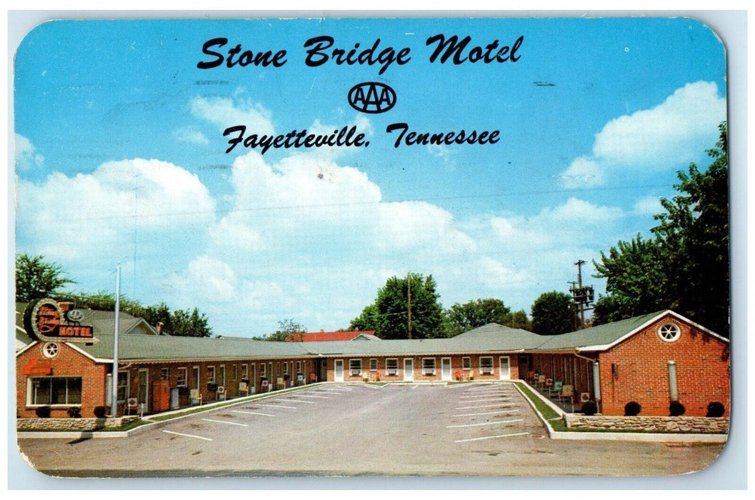 1959 Stone Bridge Motel Roadside Fayetteville Tennessee TN Vintage Postcard