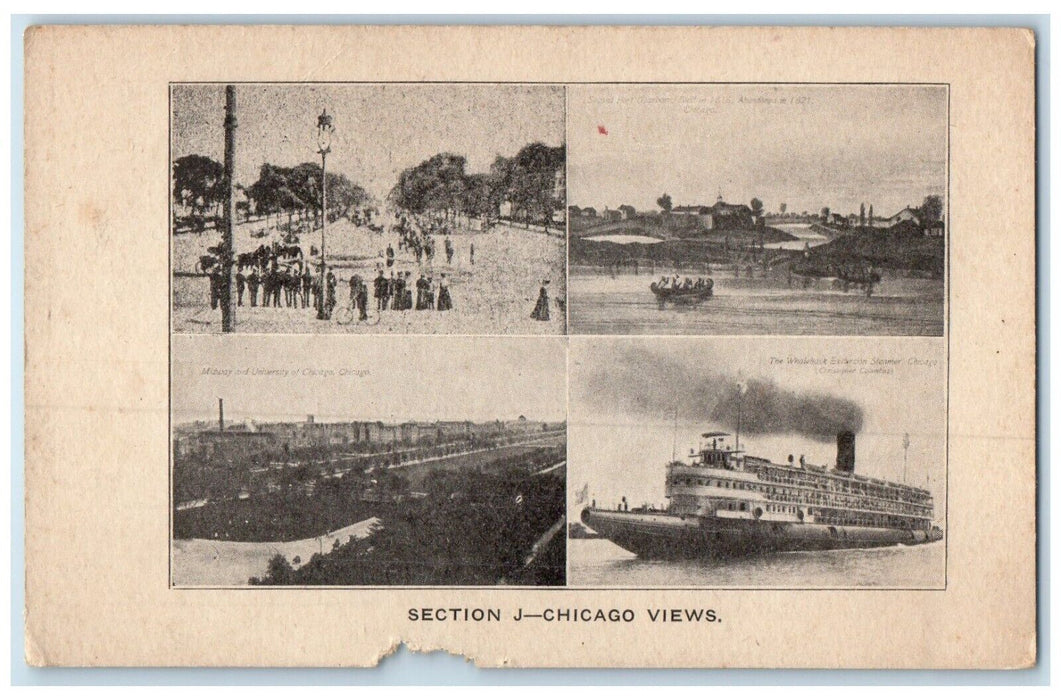 c1910 Section J-Chicago Views Exterior Building Multiview Illinois IL Postcard