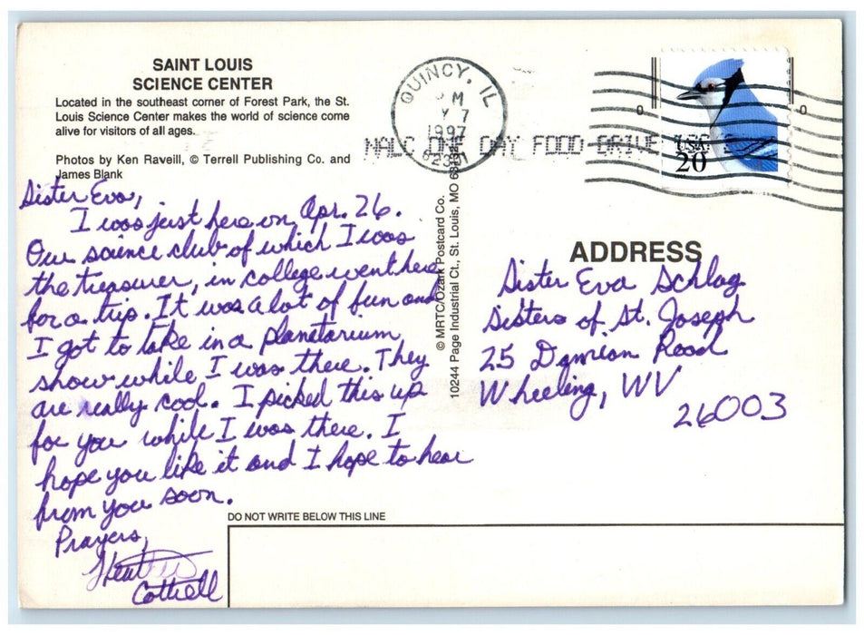 1997 Saint Louis Science Center Forest Park Multiview Quincy Illinois Postcard