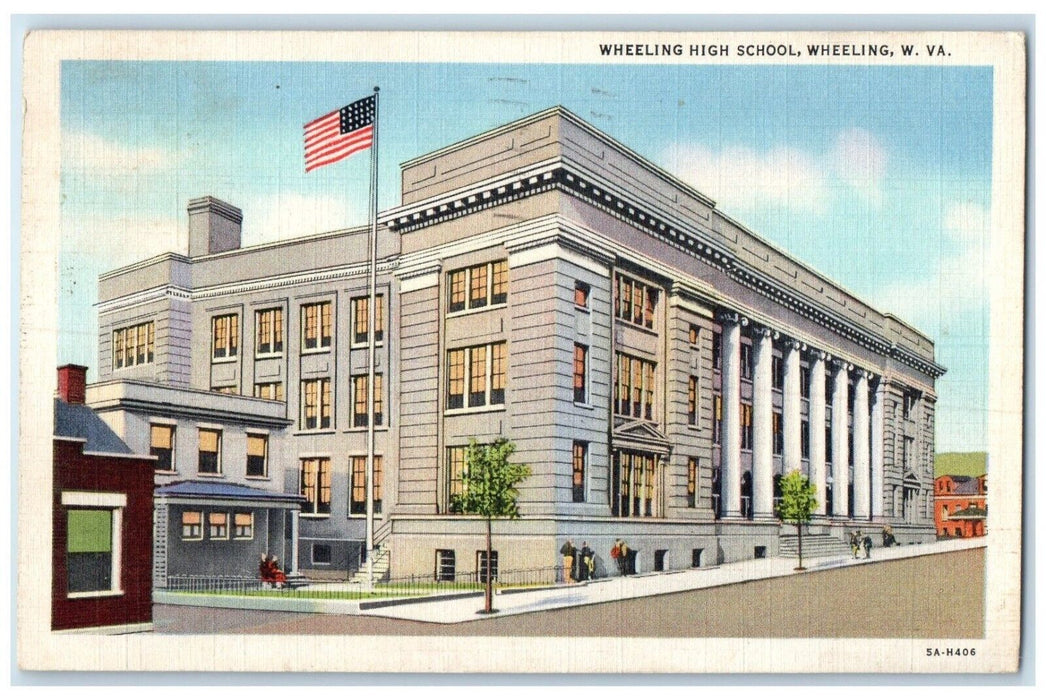 1936 Wheeling High School Exterior Building Wheeling West Virginia WV Postcard