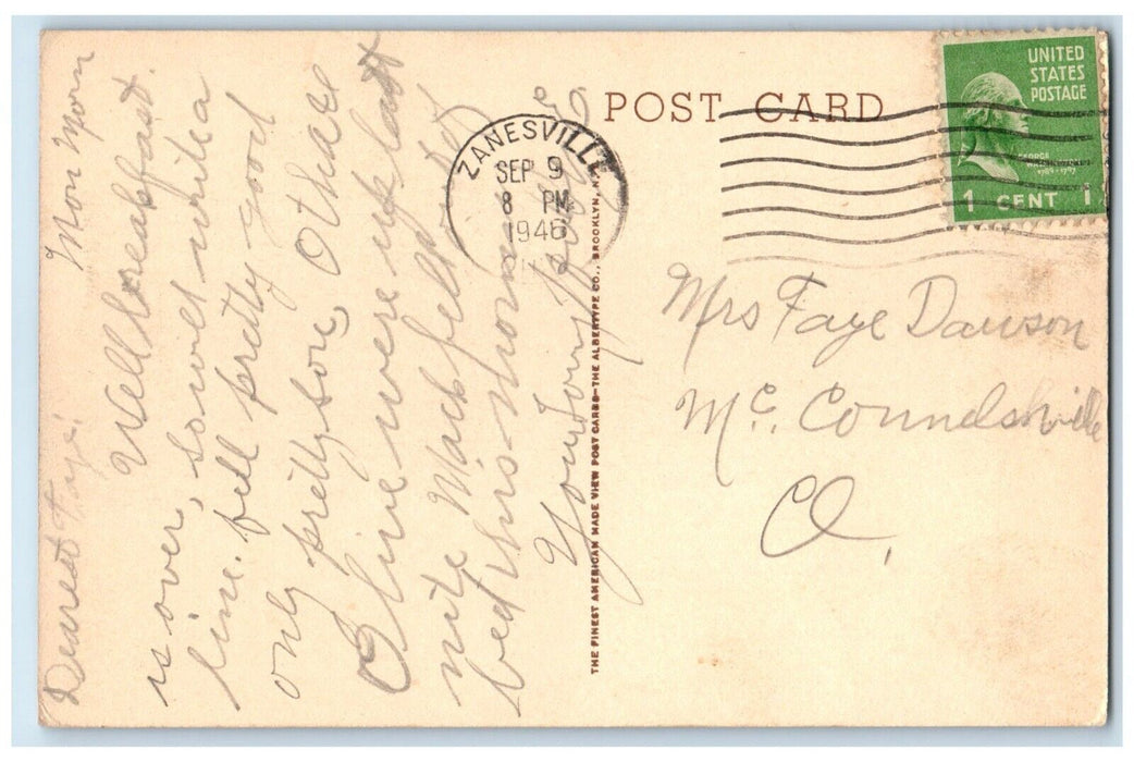 1946 Good Samaritan Hospital Exterior Classic Cars Zanesville Ohio OH Postcard