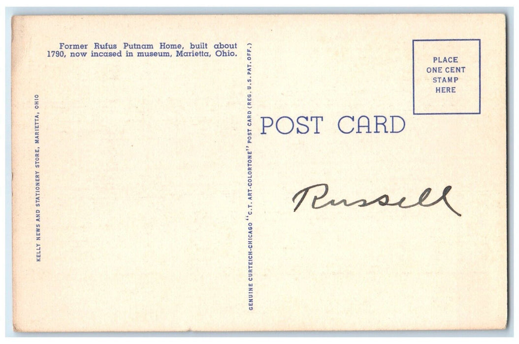 c1940 Old Block House Incased Museum Exterior Building Marietta Ohio OH Postcard