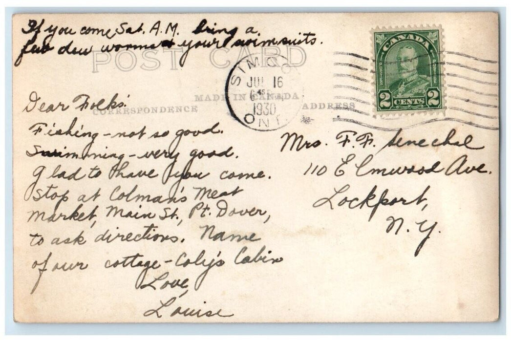 1930 Cabins Lake Erie View Turkey Point Ontario Canada RPPC Photo Postcard