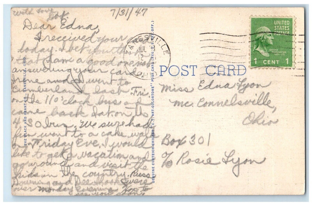 1940 Cutler Dam Showing Bathing Beach River Zanesville Ohio OH Vintage Postcard