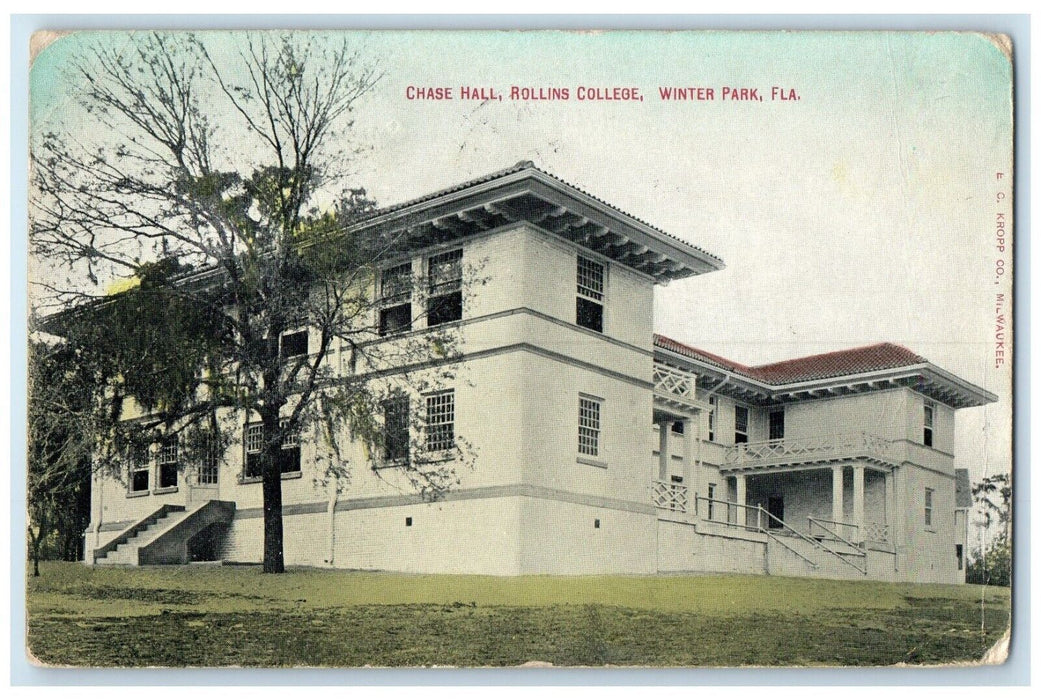 1910 Chase Hall Rollins College Exterior Building Winter Park Florida Postcard