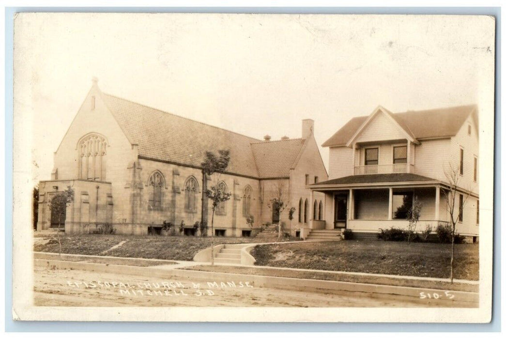 c1915 Episcopal Church Main Street View Mitchell SD RPPC Photo Unposted Postcard