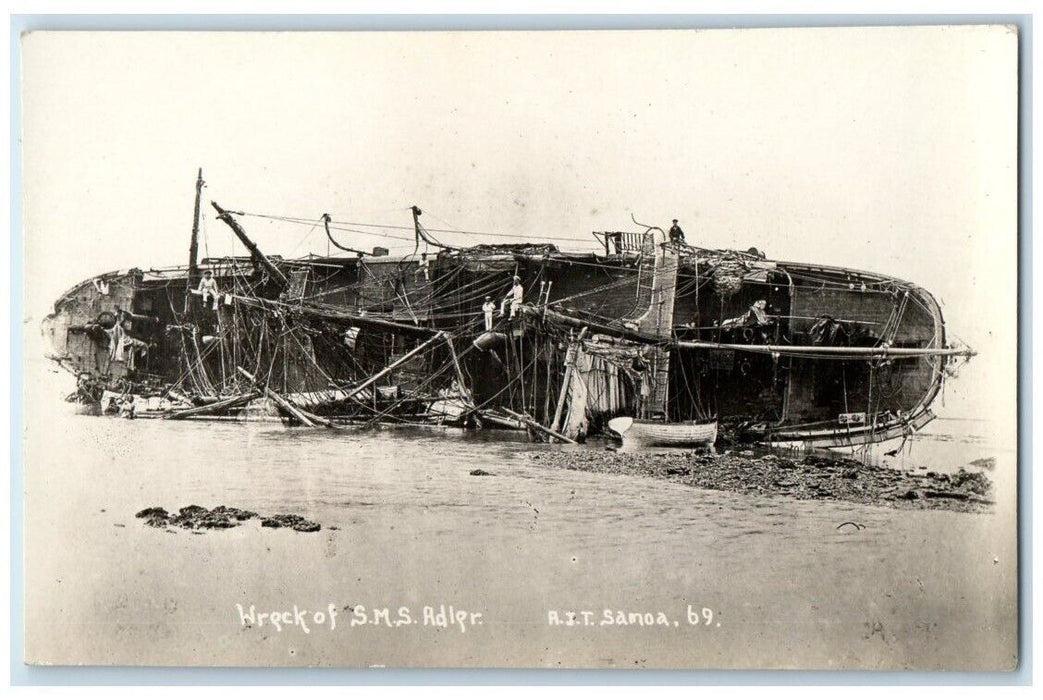 c1910's Wreck Of SMS Adler Shipwreck R.I.T. Samoa RPPC Photo Unposted Postcard