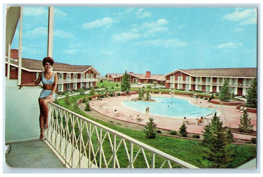 c1960's Holding Little America Travel Center Pool Cheyenne Wyoming WY Postcard