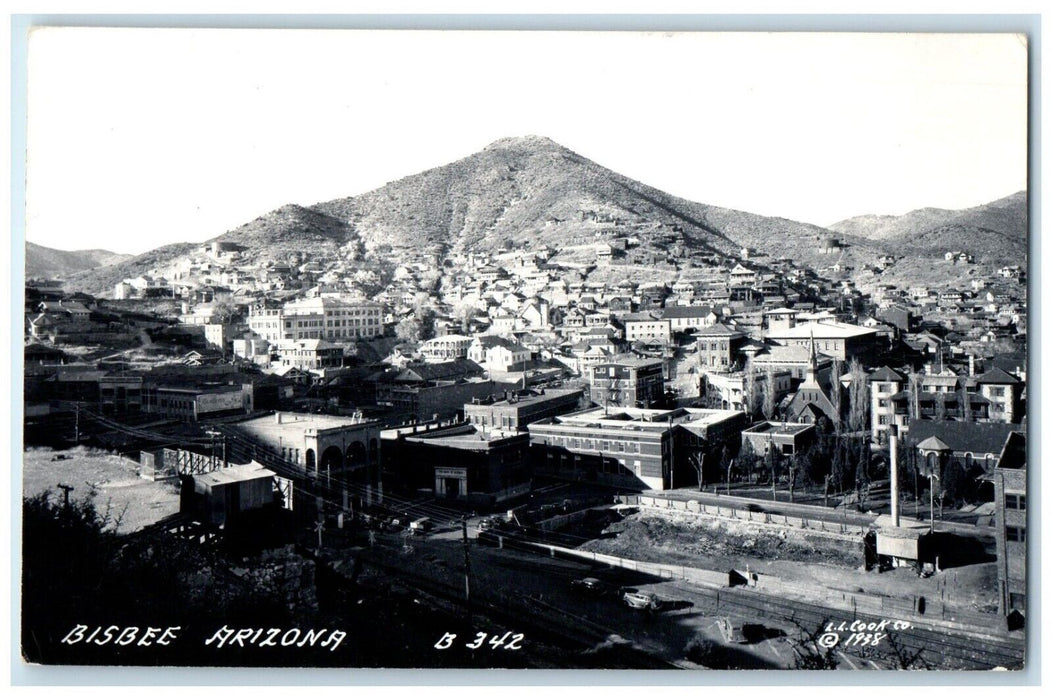 1960 Bird's Eye View Mountain Bisbee Arizona AZ RPPC Photo Vintage Postcard