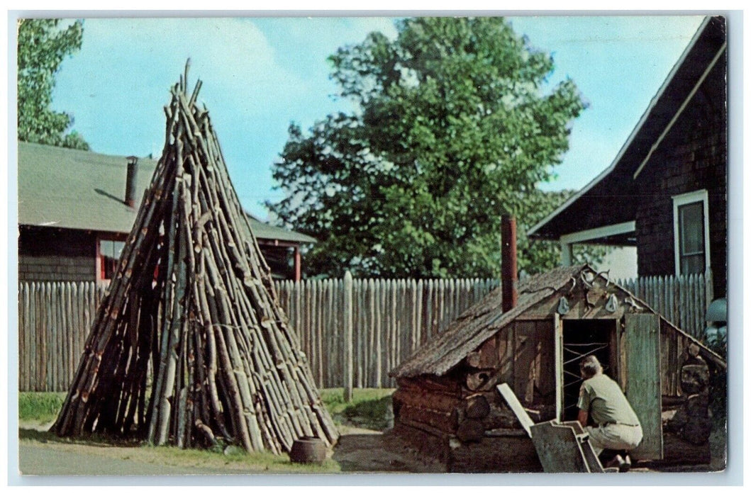 c1967 Adirondack Museum Cabin Exterior Blue Mountain Lake New York NY Postcard