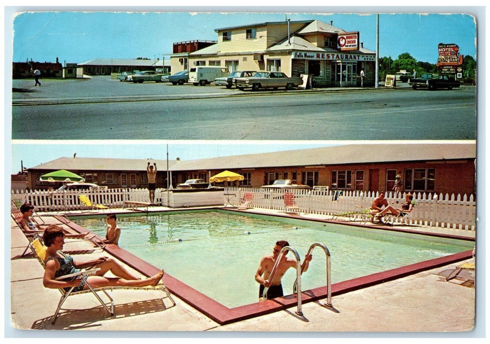 c1950's Falls Manor Motel & Restaurant Niagara Falls Canada Dual View Postcard