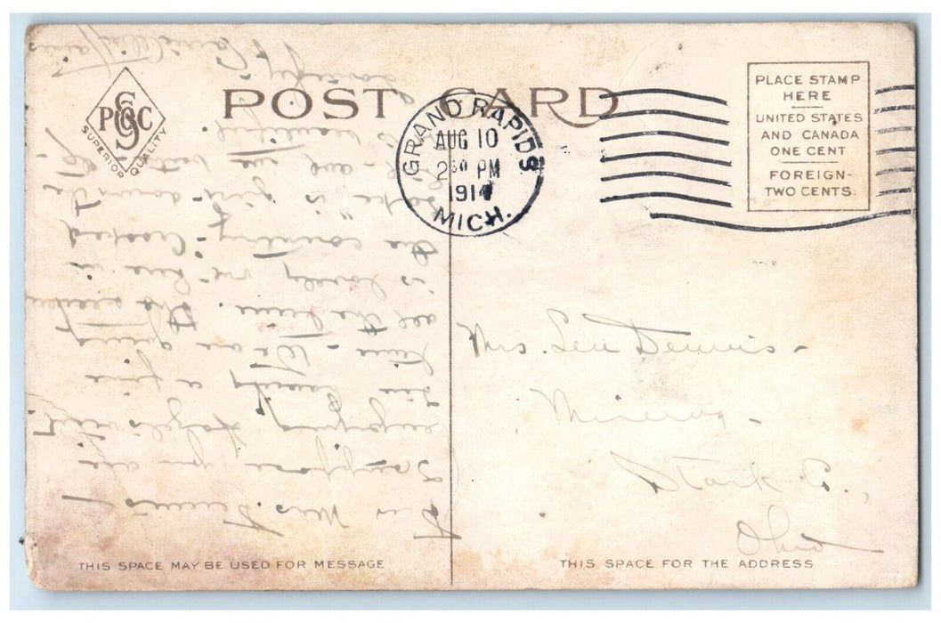 1914 John Ball Park Pavilion West Grand Rapids Michigan Vintage Antique Postcard