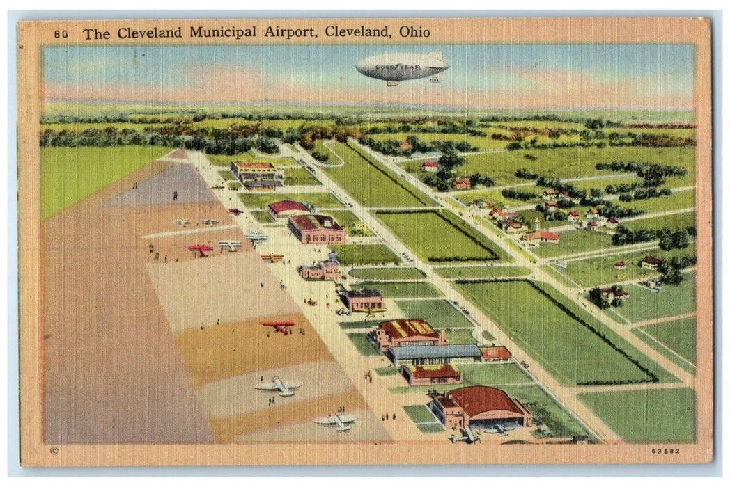 1948 Cleveland Municipal Airport Plane Exterior Building Cleveland Ohio Postcard