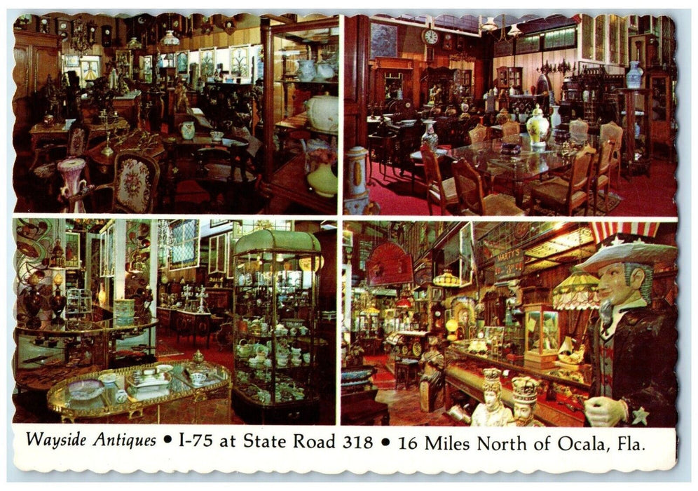 Wayside Antiques I-75 At State Road 318 Ocala Florida FL Multiview Postcard