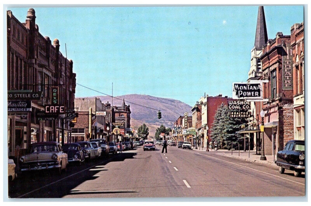 c1960s View Of Main Street Cafe Theatre Stores Cars Anaconda Montana MT Postcard