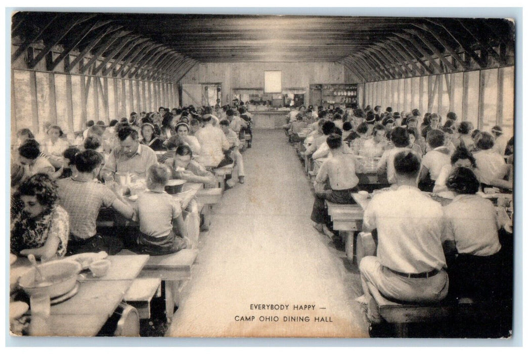 1939 Everybody Happy Camp Ohio Dining Hall Ohio Vintage Antique Artvue Postcard