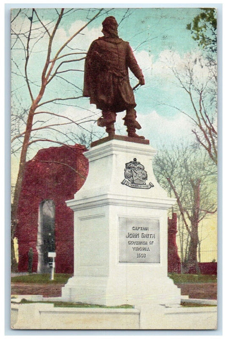 1940 Monument Captain John Smith Coat Arms Jamestown Island Virginia VA Postcard