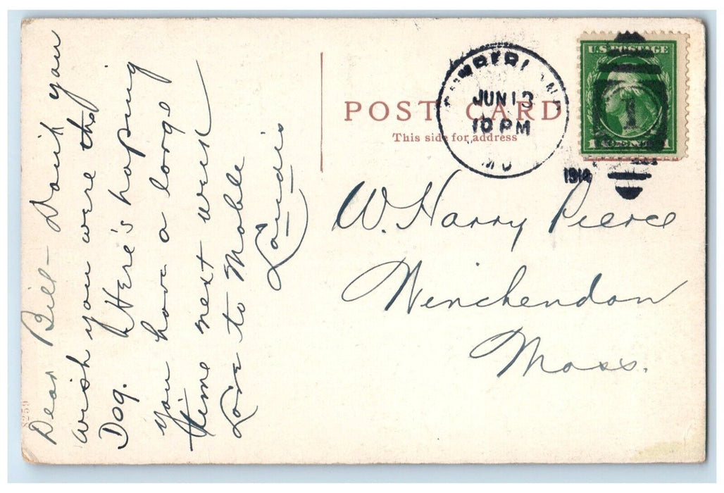 1914 Canoeing Boat Island Potomac River Cumberland Maryland MD Vintage Postcard
